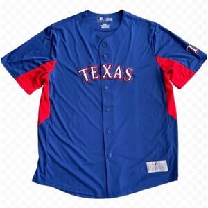 MLB Texas Rangers Baseball Men's Jersey Blue - Size XL